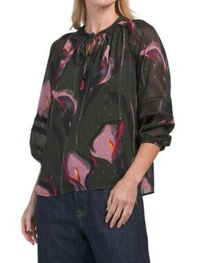 ZAC & RACHEL Petite Lurex Clip Dot Chiffon Top
